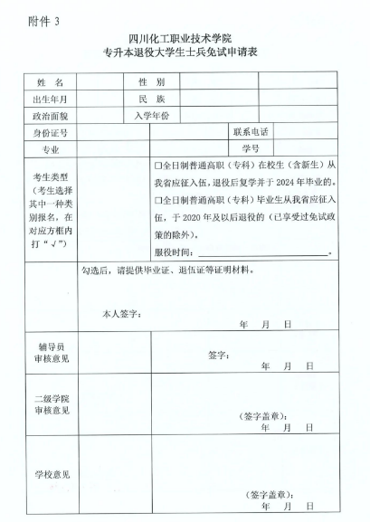 2024年四川化工职业技术学院专升本免试生报名审核通知(图4)