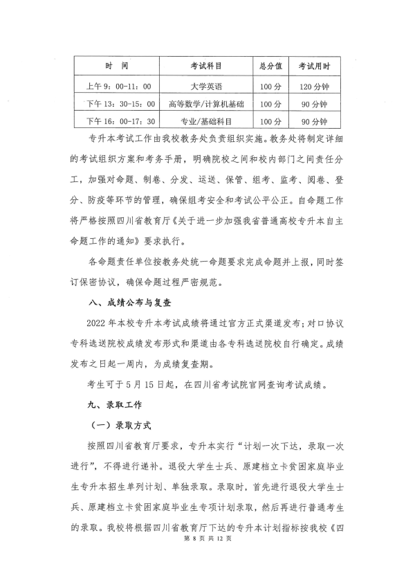 2022年成都锦城学院专升本招生简章(图8)